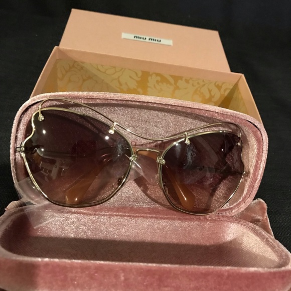 Miu Miu MU56RS Brown Gold Sunglasses
